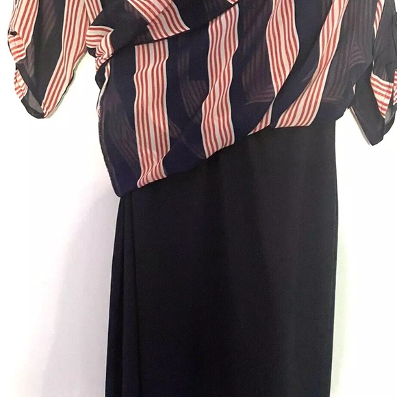 EN FOCUS STUDIO dress. Women’s size 6 striped lined soft sheer shell - Picture 7 of 9